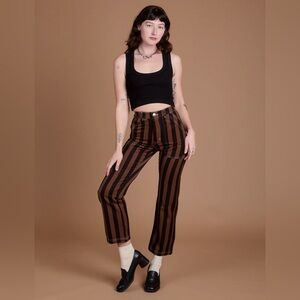 NEW Big Bud Press BLACK BROWN STRIPE WORK PANTS - FUDGESICLE BROWN - SMALL
